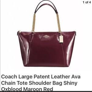 Authentic COACH patent leather maroon large purse